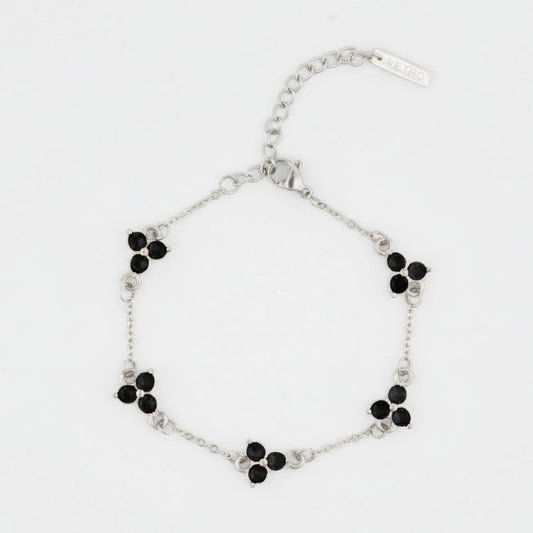 Obsidian Clover Bracelet | Silver